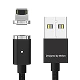 WSKEN Mini 2 Magnetic USB Charger Cable, Nylon Braided Data Charger LED Indicator Light For Iphone 5/5S/6/6 Plus/6S/6S Plus/7/7 Plus, IPAD Mini/Air(Black)
