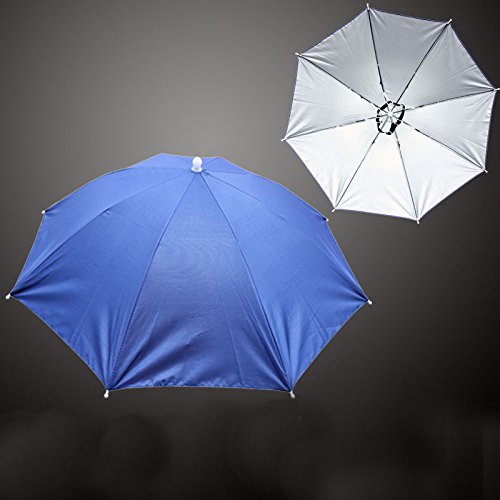 Head Headband Umbrella Hat, Folding Headwear 26” Elastic Headband Sun Rain Gardening Umbrella Hat Cap for Party, Fishing Campaing (RoyalBlue)