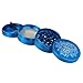 DCOU New Design Premium Zinc Alloy Herb Grinder 2.2 Inches 4 Piece Metal Grinder with Pollen Catcher with Laser Flower Pattern Blue