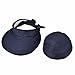 Vbiger Butterfly Knot Sun Wide Brim Visor Floppy Fold Beach Hat (Navy Blue)