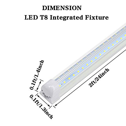 T8 LED Light Fixture 2FT 1680lm 14W Under Lighting, 3000k Warm White Light, Ceiling and