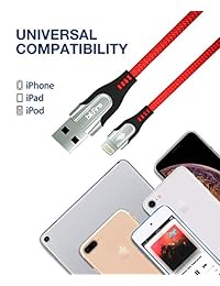 Cargador de teléfono bitfire con cable USB de 5.9 ft, certificado MFI, cable de carga y sincronización de nailon trenzado, compatible con iPhone X 8 8 Plus 7 7 Plus 6S 6S Plus SE iPad iPod Nano