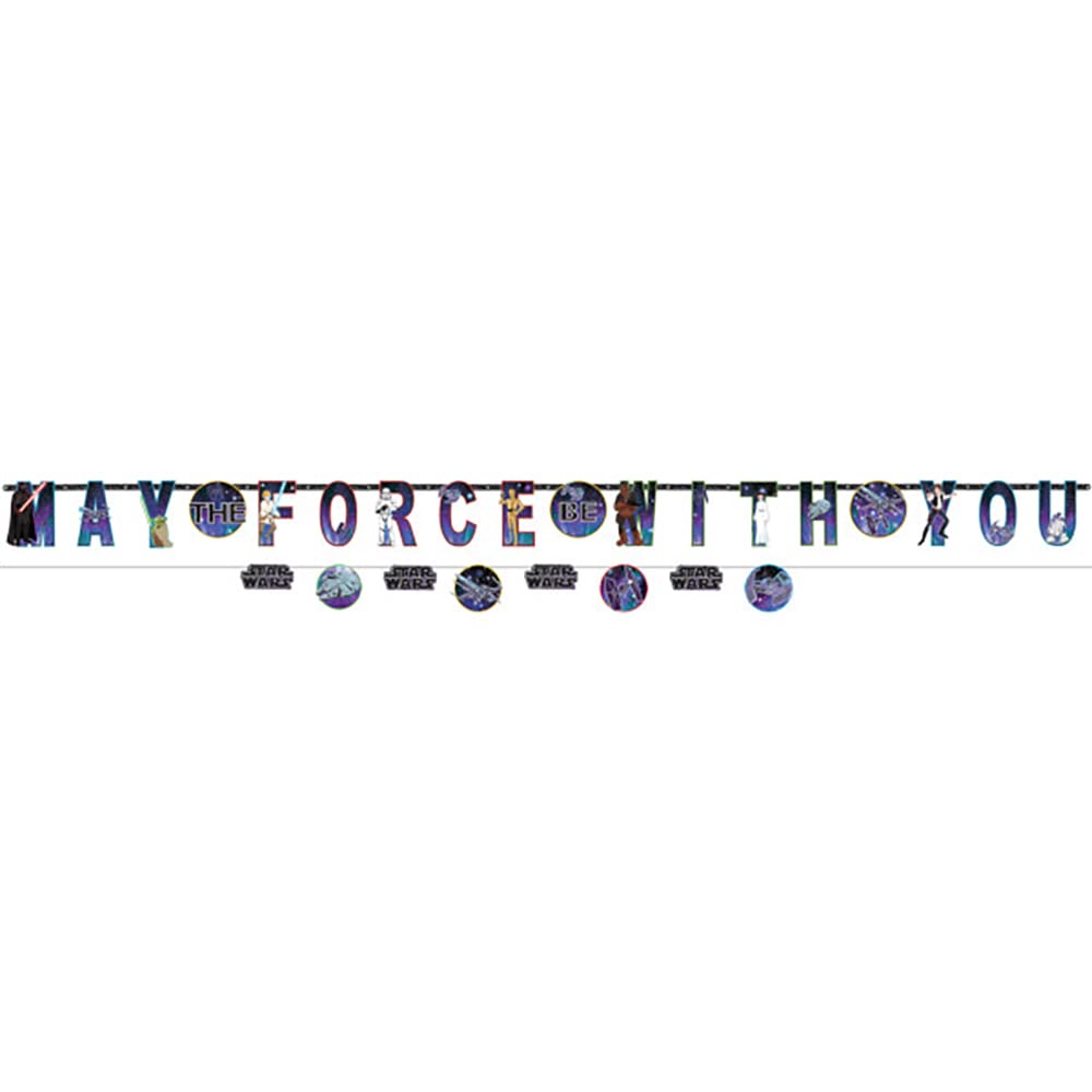 Photo 1 of "May The Force Be With You" Theme Star Wars Galaxy Of Adventures Jumbo Letter Banner Kit - 113' & 6' (Pack Of 2) - Multicolor Paper Banners - Perfect For Party Decorations & Fans