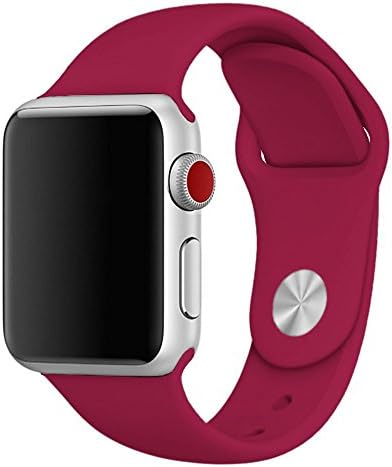 Sport Band for Apple Watch 38mm, BANDEX Soft Silicone Strap Replacement Wristbands for Apple Watch Sport Series 3 Series 2 Series 1(Rose red 38MM S/M)