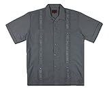 New Guayabera Men's Cuban Style Bartender Wedding Button up Casual Dress Shirt / Dark Gray (XL)