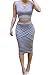 LaSuiveur Women's Two Piece Night Club Outfits Crop Top Midi Skirt Set Grey M