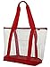 Ensign Peak Clear ZIPPER tote with color trim and bottom, Red trim