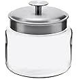 Anchor Hocking Montana Glass Jars with Fresh Sealed Lids, Brushed Metal, 64 oz (Set of 2)