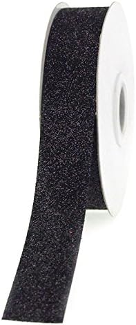 Homeford FJT098210521 Glitter Ribbon Christmas 25 yd Gift Wrapping, 7/8", Black