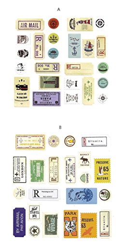Sunny W Vintage Stamps Decorative Stickers Sealing Stickers, 2 Set/Total of 44 Pieces