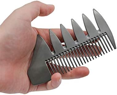Retro Oil Head Comb Double-Sided Metal Oil Head Shape Partner Comb Fork Comb Wide Tooth Aircraft Head Back Comb Hair,Black
