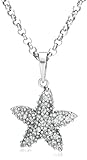 Crislu Sterling Silver Cubic Zirconia Starfish Pendant, 16