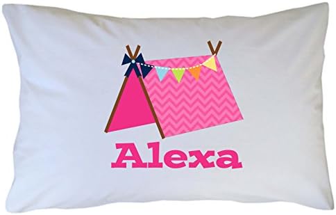 Pink Glamping Pillow Case - Great for Girls, Boys, Kids or Adults. Custom Camping Camper Pillowcase by One Whimsy Chick - Great for Birthday Gift, Holiday, Christmas, Party Favor