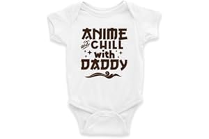 Anime and Chill with Daddy Baby Bodysuit Cute Funny Infant Romper Soft Cotton Newborn Outfit Gift for Anime-Loving Dads