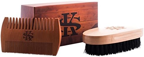 Premium Beard Grooming Kit For Men | Exclusive Pearwood Bristle Brush & Pear Wooden Grooming Comb | Beard Brush and Comb Set for Hair Styling & Beard Care By Kel Supply