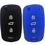 Black and Blue 3 Buttons Remote Skin Jacket Silicone Cover KEY Case Holder BAG Key Fob Skin Covers fit KIA Sportage Optima Rio Soul