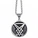 ELFASIO Men Pendant Necklace Stainless Steel Sigil of Lucifer Seal of Satan Baphomet Chain Jewelry 20 inch
