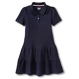 French Toast Girls' Ruffled Pique Polo Dress - Navy - Medium (7/8)