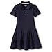 French Toast School Uniform Girls Ruffled Pique Polo Dress, Navy, Medium (7/8)