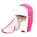 YING LAN Unisex Kids Girls Boys Faux Fur Winter Warm Ear Flaps Windproof Outdoor Snow Ski Cap Rose Red