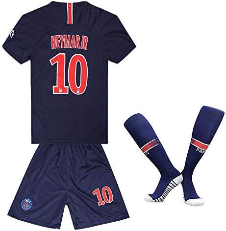 Neymar JR #10 Home Paris St Germain 2018-2019 Season Kids/Youth Soccer Jersey & Shorts & Socks Color Blue