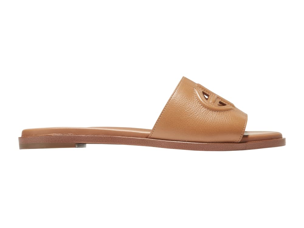 Cole Haan Women’s Flynn Logo Slide Sandal Flat, Pecan Leather, 9.5