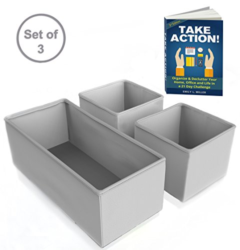 Drawer organizer - foldable fabric storage bins 3 set (…