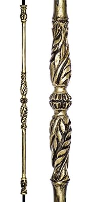 Stair Part Shop - 5/8" Round - Ornate Hollow Iron Baluster -ÊCrown - Antique Gold