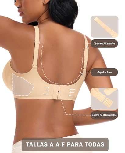 Ganado Women's Wireless Bra Lace Padded Comfort Seamless Push up Bralette