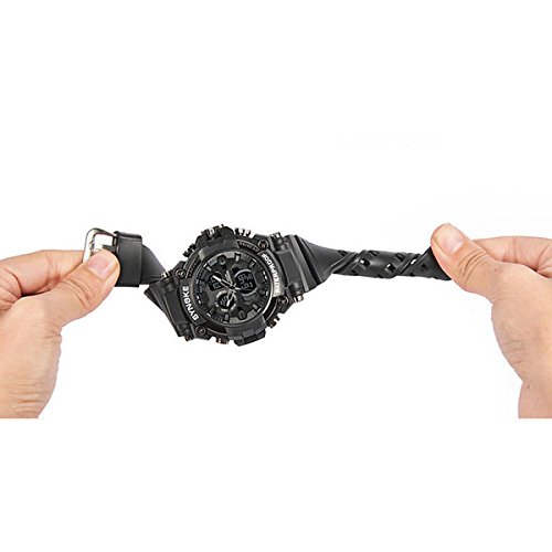 MODIWEN Men Outdoor Army Military 51m Waterproof Multi-Function Sports Watch, For Students Alarm Date Chronograph Luminous Dual Display Wristwatches Clock