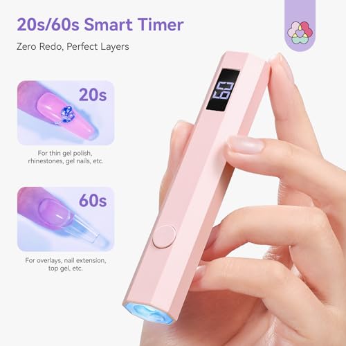 SAVILAND UV Nail Lamp, Flash Curing Nail Dryer with 2 Timers for Nail Art | LCD Display, Rechargeable Mini Gel Nail Lamp, Must‑Have for Nail Tech, Manicure & Pedicure Supplies, for Nail Salon Home Use