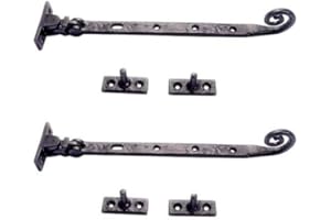 Adonai Hardware "Lachish" Heavy Duty Antique Cast Iron Sturdy Window Casement Stays (10" x 2 Pack, Matte Black) for Vintage Recycled Wooden Barn Windows, Camper, Old Fashioned Style Farmhouse
