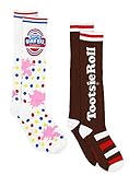 Charms Candy Tootsie Roll Pop Womens 2 pack Knee High Socks (9-11 (Shoe: 4-10), Brown/White Tootsie)