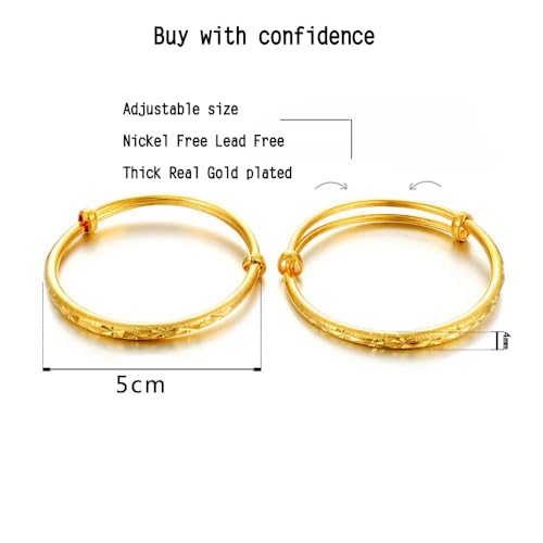Ethlyn 2pcs/lot 18K Gold Plated Stars Kids Lucky Bangles &bracelets Birthday Christmas Gifts for baby boys and girls