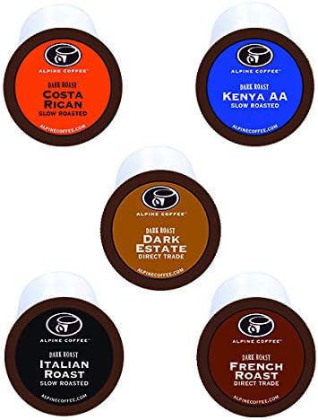 Alpine Coffee, Dark Roast Coffee K Cups Coffee Variety Pack, 5 Different Dark Roasts, 40 Count Total