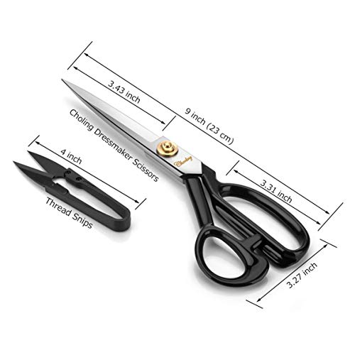 Dressmaking Scissors 9 inch - Dressmaker Fabric Sewing Shears - Tailor's Scissors CL-028-R9-G (9'', Right-Handed)