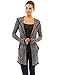 PattyBoutik Women's Trim Hoodie Marled Yarn Cardigan