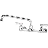 Krowne 12-810L Wall Mount Faucet, Silver Series, 8" Center Splash-Mounted, Heavy Duty Low Lead Faucet with 10" Swing Spout, 1.8 GPM, Chrome-Plated, NSF, 12-3/8"W x 10" D x 4-3/8"H