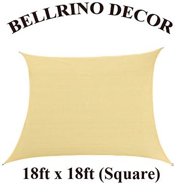 BELLRINO DECOR " Thick and Strong " Sun Shade Sail Square 18 X 18 FEET, BEIGE / SAND