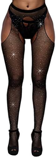 BangMode Crystal Fishnet Stockings, Women's Sexy Sparkle Rhinestone Stockings
