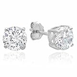 .925 Sterling Silver Cubic Zirconia Stud Earrings