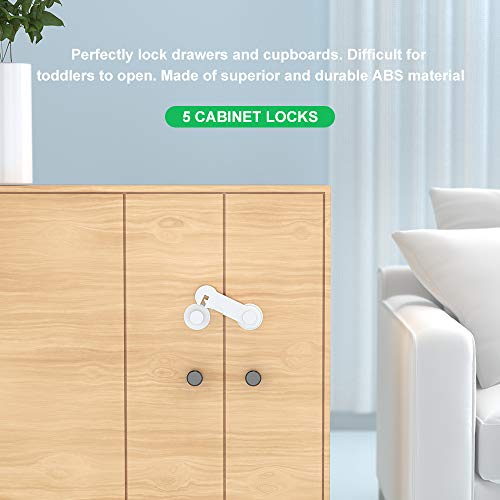 Baby Proofing Set (36 Pcs) - 10 Safety Locks (2 Types), 16 Corner Guards (10 Clear, 6 Colored), 10 Outlet Plug Covers - Best Value Guaranteed