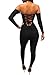 TOB Women's Sexy Long Sleeves Off Shoulder Lace Up Backless Club Jumpsuit Black