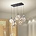 Jojospring Mariana 8-Light Cognac Glass Cluster Pendant in Antique Black Finish