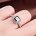 Woman Lady Retro Style Square Black Zircon Full Crystal Ring Jewelry