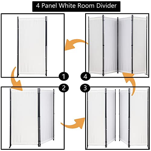 GOJOOASIS Room Dividers Folding Privacy Screens 4 Panel Partition (White) on Galleon Philippines