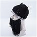 FreeFisher Unisex Knitted Viking Beanie Funny Hat with Detachable Beard Black