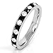 INBLUE Women's Stainless Steel Eternity Ring Band CZ Black White Wedding