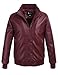 WenVen Men's Stand Collar Fleece Lined Bomber Faux Leather Jacket