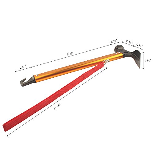 Yoport Aluminum Tent Hammer with Tent Stake Remover, Lightweight & Portable for Outdoor Camping Hammer Tent Nail Hammer or Stake Puller(Gold)